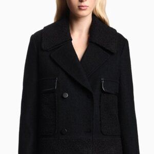 Vintage Armani Blouson Double Breasted Peacoat-Black Wool